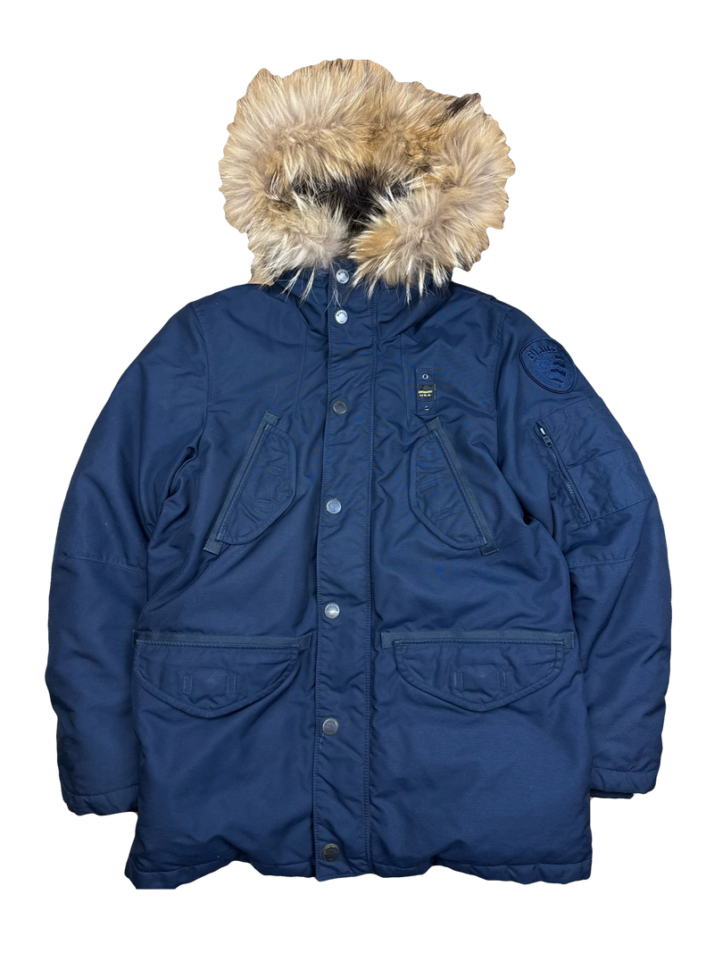 vintage Blauer winterjacket (real fur) {M}