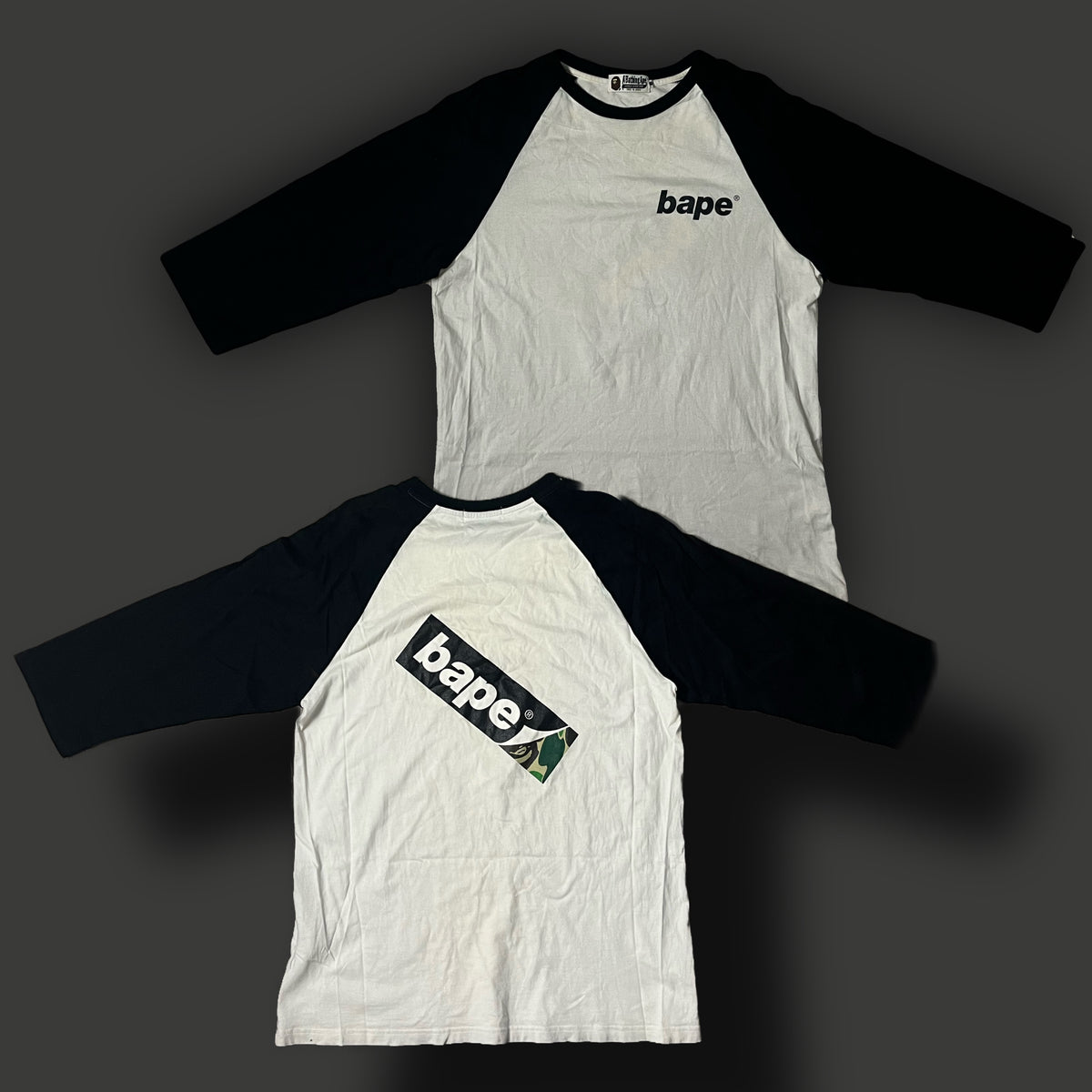 vintage BAPE a bathing ape 3/4 t-shirt {XL}