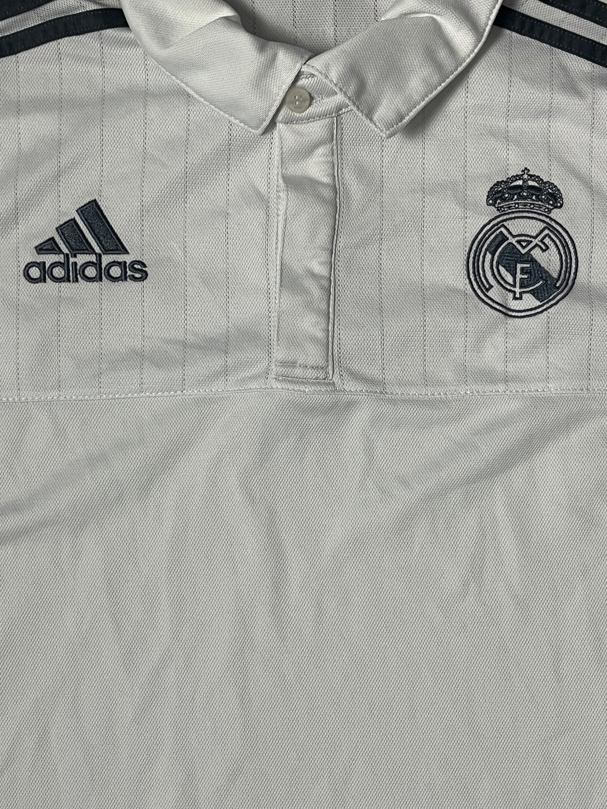 white Adidas Real Madrid polo {M}