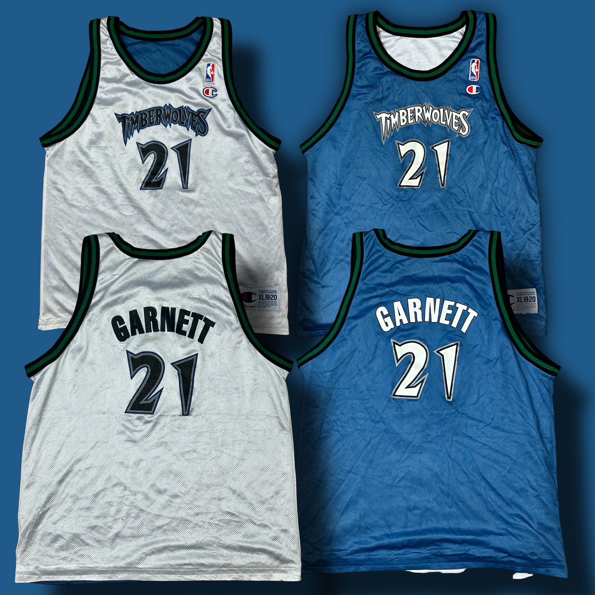 vintage reversible Champion Timberwolves GARNETT 21 jersey {S}